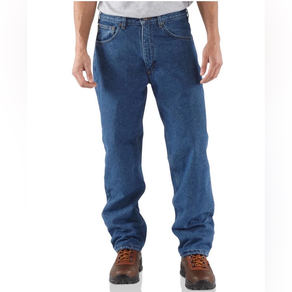 Carhartt flannel lined Blue Jeans 40x30 winter USA made - Picture 2 of 10